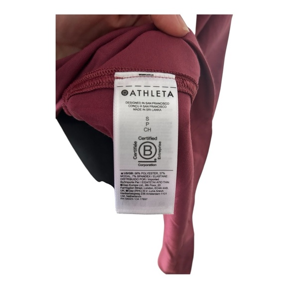 Athleta Women’s V Neck Burgundy Top, Split Back, Cross-back, Size Small NWT - Picture 9 of 9
